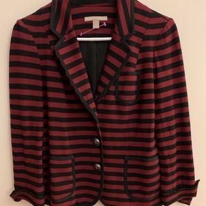 Banana Republic Burgundy and Black Horizontal Striped Blazer